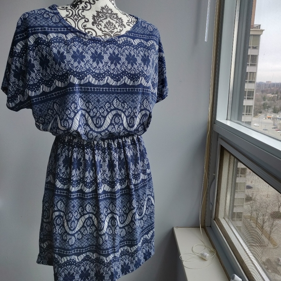 Bohemian Print Short Mini T Shirt Waist Dress - Picture 4 of 8